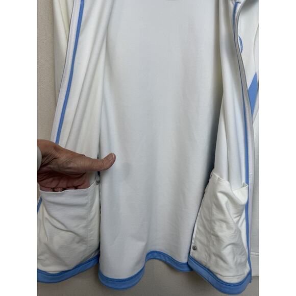 Lauren Ralph Lauren Active Women's L Full Zip Sweater Jacket White Light Blue - Picture 6 of 12